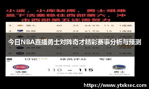 今日NBA直播勇士对阵奇才精彩赛事分析与预测