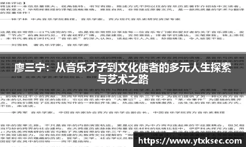 廖三宁：从音乐才子到文化使者的多元人生探索与艺术之路
